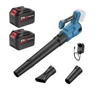 Souffleur Batterie 21V, Souffleur Feuilles sans Fil avec 2 x 4.5Ah Batterie, Moteur sans Balais, 3 Vitesses Max 240KM/H, 2 Buses, Affichage LCD Batterie, pour Jardin, Parkside, Poussière et Neige