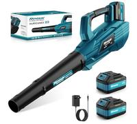 Souffleur Batterie, 5 Vitesses Souffleurs de Feuilles sans Fil avec Moteur Brushless, 2 Batteries 5.2Ah/18V, 35.000 RPM, Vitesse de l'Air 180 km/h, Débit d’Air 800 m³/h, 2 Buses Interchangeables