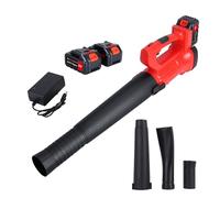 Souffleur Batterie avec 2 Batteries et 1 Chargeur, Souffleur Feuille à 6 Vitesses, Souffleurs de Feuilles sans Fil pour l'Entretien de la Pelouse, Le Jardin, l'herbe, la Terrasse (Rouge)