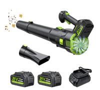 Souffleur Batterie, Gisam Souffleurs de Feuilles sans Balais avec 2x3.0Ah Batterie, 2 Vitesses+Turbo Mode Max 25000RPM, Leaf Blower Volume d'air 750m³/h pour Jardins Terrasse