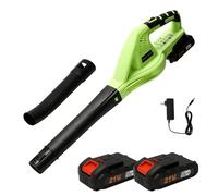 Souffleur Batterie,Souffleur de Feuilles sans Fil 21V,Vitesse de Soufflage Jusqu'à 8m/Min,15000r/min,2 Modes Vitesse,l'entretien de la Pelouse,Le Soufflage de la Neige,Le Dépoussiérage (2 Batteries)