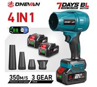 Souffleur d'air électrique sans fil ONEVAN 3500W 4 en 1, souffleur de feuilles, outils électriques puissants pour batterie Makita 18V 2 Battery Set