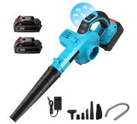 Souffleur de Feuilles, 21V Souffleur de Feuilles sans Fil, avec Batterie et Chargeur, Nettoyage déneigement souffleurs de Feuilles pour Le soufflage de Feuilles/Neige/poussière (2 Batterie)