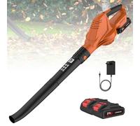 Souffleur de Feuilles 21V,Souffleur Feuilles avec 2 Batterie et Chargeur,5 Modes de Vitesse,3300-16500r/min,240 km/h Souffleur Feuilles Batterie,pour Jardin,Neige,Poussière (2 Batterie)