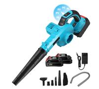 Souffleur de Feuilles,21V Souffleur sans Fil,avec Batterie et Chargeur,Souffleur Broyeur 2-en-1, 5m³/Min,Vitesse 20000RPM,pour Feuilles de Jardin (2* Batterie)