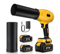 Souffleur de Feuilles 3000 W,Souffleur de Feuilles sans Fil avec 2 Batteries, 30000RPM, 200m/s, Souffleur Batterie pour Cour, Pelouse, Jardin (Jaune)