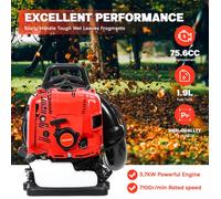 Souffleur de feuilles à dos, 4 temps, souffleur à neige moteur thermique, 900 CFM régulateur de vitesse (rouge)