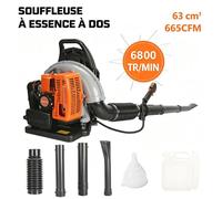 Souffleur de feuilles à dos thermique 2 temps 650CFM réservoir 1.7L pour jardin 60CC 2800 RPM 1.7 L 6800r/min 3hp/2.3KW