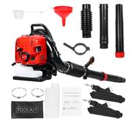 Souffleur De Feuilles À Dos Thermique 4 Temps, Moteur Puissant 75,6CC, Débit d'air 900 Cfm Et Vitesse 210 Mph, Harnais Ergonomique avec Contrôle De Croisière, Idéal pour Grandes Rouge