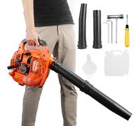 Souffleur de feuilles à essence 26 cc, volume d'air 9,8 CBM/min, 250 km/h, 108 dB, souffleur à essence pour nettoyage de terrasse, entretien de pelouse, feuilles, poussière, orange neige