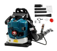 Souffleur de feuilles à essence 4 temps 75,6 cm³, moteur 2600 W, souffleur de feuilles, souffleur à essence, aspirateur, avec volume d'air de 498 CFM, puissant souffleur à dos