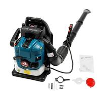 Souffleur de feuilles à essence 75,6 CC 4 temps 2600 W 7000 tr/min Vitesse réglable Aspirateur de jardin et souffleur portable Moteur de refroidissement à l'air 180° Tube réglable pour jardin, cour