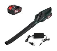 Souffleur de Feuilles électrique avec Batterie 21 V 4,0 Ah et Chargeur - Débit d'air de 120 CFM et 100 MPH - 5 Modes de Vitesse Variable pour Le Nettoyage de la Cour et du Garage (Prise UE et 2