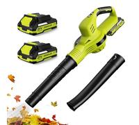 Souffleur de Feuilles Électrique sans Fil 21V, 1000W, 2 Modes de Vitesse, 150MPH Vitesse Maximale, Charge Rapide 1H, 2 Batteries Lithium 2.0Ah, Léger, Ergonomique, pour Pelouse et Jardin (Vert)