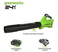 Souffleur de feuilles - GREENWORKS - BL24L00 - Sans fil - Moteur sans balais - 110 MPH
