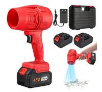 Souffleur de Feuilles Portable sans Fil, Souffleur à Jet Turbo 190 000 TR/Min avec Batterie 21 V 1500 MAh et Chargeur, pour Jardin, Terrasse, Voiture et Camping(Red)