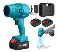 Souffleur de Feuilles Portable sans Fil, Souffleur à Jet Turbo 190 000 TR/Min avec Batterie 21 V 1500 MAh et Chargeur, pour Jardin, Terrasse, Voiture et Camping(Blue)