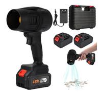 Souffleur de Feuilles Portable sans Fil, Souffleur à Jet Turbo 190 000 TR/Min avec Batterie 21 V 1500 MAh et Chargeur, pour Jardin, Terrasse, Voiture et Camping(Black)