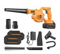 Souffleur de feuilles sans fil 21 V - 550 W - Vitesse 23 000 tr/min - Débit d'air 3 3 m³/min - Jaune - 2 batteries 4 000 mAh