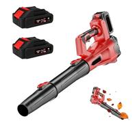 Souffleur de Feuilles sans Fil 21V avec 2 Batteries 1500 mAh, Vitesse de l'air 300 km/h, 6 Vitesses, 3 Buses de soufflage, 30 000 TR/Min Souffleur Batterie pour Souffler Les Feuilles, la Neige