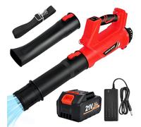 Souffleur de Feuilles sans Fil: 21V Souffleur Batterie 4,0 Ah, Souffleur Electrique 240 km/h, 322CFM, 6 Vitesses, 2 Sections de Buses,pour la saleté & Les Feuilles(Rouge)