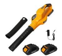 Souffleur de Feuilles sans Fil 21V,Souffleur de Feuilles avec Batterie 2×2,0 Ah et Chargeur,3000W,2 Modes,LED Lampe,Max 150MPH,pour Soufflage de Neige et Dépoussiérage,Cour,Pelouse (Jaune)
