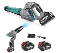 Souffleur de Feuilles sans Fil Compatible avec Makita 18V Batterie, 40m/s 330CFM Souffleur à Main avec 5 Vitesses et poignée réversible, pour Nettoyage des terrasses (avec 2 * 1500mAh Batterie)