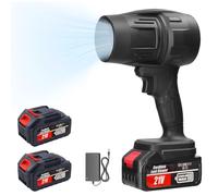 Souffleur de feuilles sans fil portable, souffleur électrique léger avec vitesse continue, avec 2 batteries pour nettoyage de terrasse, soufflage des feuilles, séchage, camping