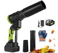 Souffleur De Feuilles sans Fil, Souffleur De Jardin à 4 Vitesses avec Trois Conduits d'air Remplaçables, Batterie Et Chargeur, Gants, Souffleur d'air à Affichage Numérique pour Jardin