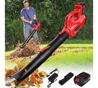 Souffleur de feuilles, souffleur de feuilles sans fil 21 V, souffleur de feuilles électrique 180 MPH/320 CFM avec poignée portable, batterie 4,0 Ah, chargeur rapide pour souffler la poussière de