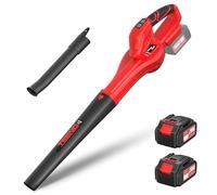 Souffleur de Feuilles TEENO sans Fil, 2 Batteries 4Ah + Chargeur, 6 Vitesses Réglables (210 km/h),Tube & Bec Réglables - Pro & Jardin, Compatible avec Les Batteries Makita