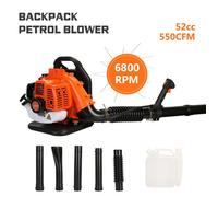 Souffleur de feuilles thermique FLASIDU, 52CC, 550CFM, 1.25 kW/6800 tr/min, 1.2L, 2 temps, Style sac à dos, ergonomique, 180x54x45cm