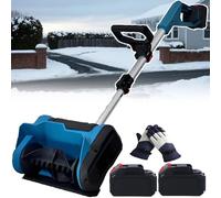 Souffleur de neige portable sans fil - Souffleur de neige électrique de 600 W, balayeuse à neige à longueur rétractable, souffleurs de neige à 45° à gauche, à droite ou vers le haut ( 2batteries)