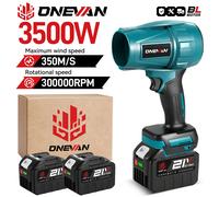 Souffleur électrique sans balais ONEVAN 3500W, ventilateur turbo 350M/S, sécheur de voiture puissant, outil de soufflage de neige et de poussière, compatible avec batterie Makita 18V. Without battery