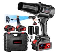 Souffleur électrique sans fil avec 2 batteries de 21 V et chargeur inclus, mini ventilateur à jet sec, souffleur turbo violent, souffleur de feuilles léger pour nettoyage de terrasse