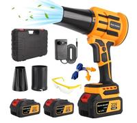 Souffleur Feuille Batterie sans Fil Puissant Jardin Electrique Cordless Leaf Blower Douille Souffleuse pour Terrasse, Voiture, Neige et Poussière 40000 RPM avec 2x4.0Ah 21V Batteries Chargeur,2 Buses