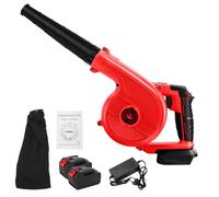 Souffleur Portable sans Fils à Batterie, Souffleur à Feuilles Électrique Compatible avec Makita 18V, Souffleur à Feuilles à Main pour Patio, Gazon, Poussière de Voiture (Deux Piles-Rouge)