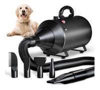 Souffleur pulseur pour chien professionnel - 3000W réglable avec 4 buses différentes - Noir profond