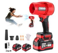 Souffleur sans Fil TEENO, 2x6,0Ah Batteries, 21 V, 35000 TR/Min, Trois Modes de Vitesse, Souffleur à Feuilles sans Fil, Équipé de Trois Buses, Idéal pour Terrasse, Allées et Jardin