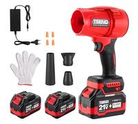 Souffleur Sans Fil TEENO | 2x6,0Ah Batteries | 21 V | Vitesse du Vent Jusqu'à 116 km/h | 35000 tr/min | Trois Modes de Vitesse | Souffleur à Feuilles Sans Fil | Équipé de trois buses