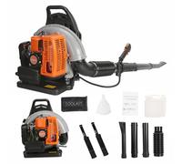 Souffleur Thermique à Dos, 63 cm³ Moteur à Essence 2 Temps 3 CV, Souffleur Feuille Thermique pour Enlèvement Feuilles Mortes Jardinage, Souffleur de Feuilles EB650 (Orange-EB650)