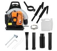 Souffleur Thermique à Dos 63cc 2 Temps Moteur Puissant 665CFM Souffleur de Feuilles Essence Grand Débit avec Harnais Dorsal Réglable - pour Nettoyage Jardin, Feuilles Mortes, Neige, Débris Orange