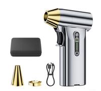 Souffleur turbo haute vitesse 130 000 tr/min avec moteur sans balais et batterie rechargeable USB-C de 4000 mAh, vent fort de 52 m/s pour le nettoyage de voiture, clé (argent)