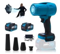 Souffleur turbo pour batterie Makita 18 V, 576 km/h, 28 000 tr/min, souffleur de feuilles sans balais, réglage de la vitesse en continu, pour souffler à feuilles, sèche-linge de voiture (bleu + 4