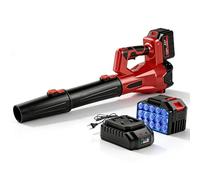 Souffleurs De Feuilles sans Fil, 500W 6 Vitesses Souffleur Batterie Portable LéGer avec 1.3 Ah Batterie, 200km/h, 360m³/h, Souffleur Feuille, Neige, PoussièRe avec 2 Buses pour Cour, Pelouse, Jardin
