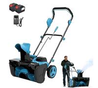 Souffleuse à Neige électrique autoportée, souffleuse à Neige Rechargeable avec 2 Batteries de 6,0 Ah, Distance de Projection de 7,6 m, Largeur de déblaiement de 56 cm, goulotte rotative à 180°