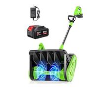 Souffleuse à neige électrique sans fil 21 V, batterie au lithium - Distance de projection de 3 m, moteur sans balais - Machine à neige légère pour allée et trottoir