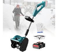 Souffleuse à neige électrique sans fil alimentée par piles, largeur de déblaiement de 30 cm, réglage de 3 directions, avec perche télescopique en alliage d'aluminium, pour cour/allées 3000 mAh - 1