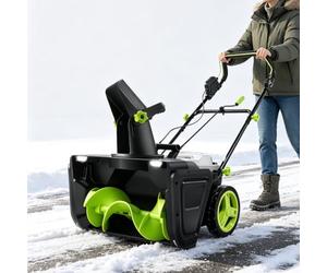 Souffleuse à neige électrique Walk-Behind avec goulotte réglable et deux lumières LED, compacte pour patio, terrasse, allée, porche et trottoir
