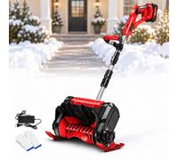 Souffleuse à Neige sans Fil, Pelle électrique compacte 1200 W | Profondeur de 17 cm, manche télescopique, structure pliable, déneigement des marches et terrasses(Red,1 Batteries)